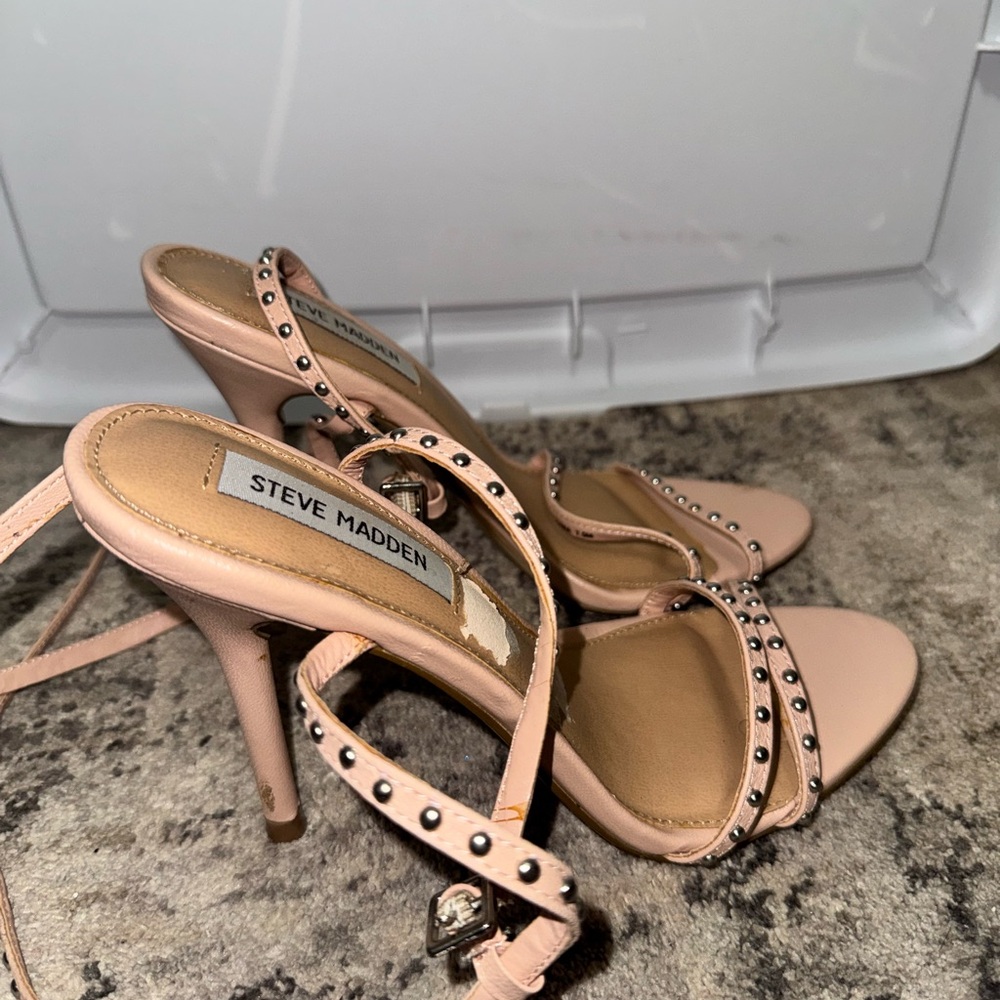 Wish Pink Studded High Heel Dress Sandals